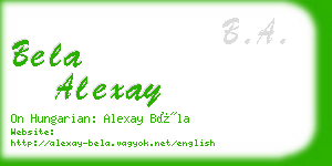 bela alexay business card